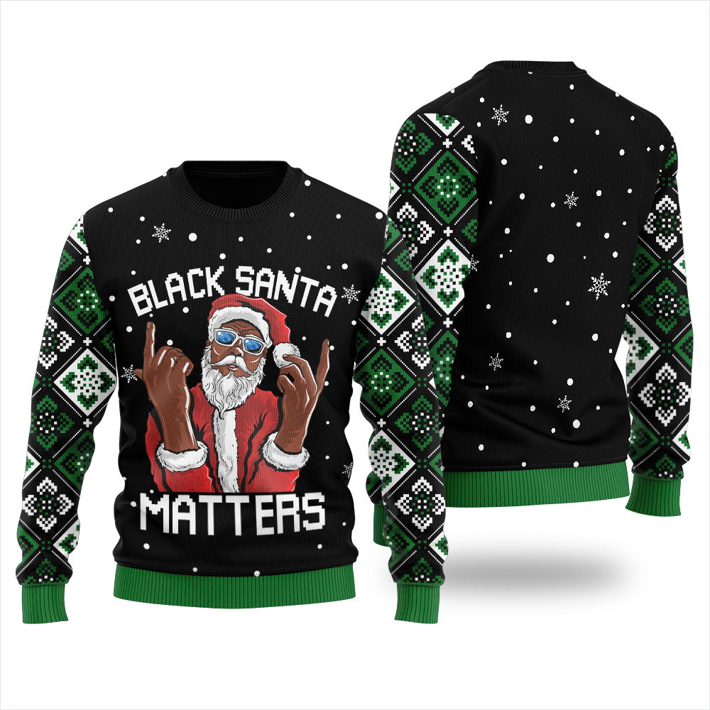 Black Santa Matters Christmas Sweater Women