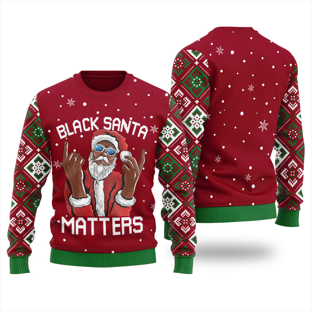 Black Santa Matters Christmas Sweater Women