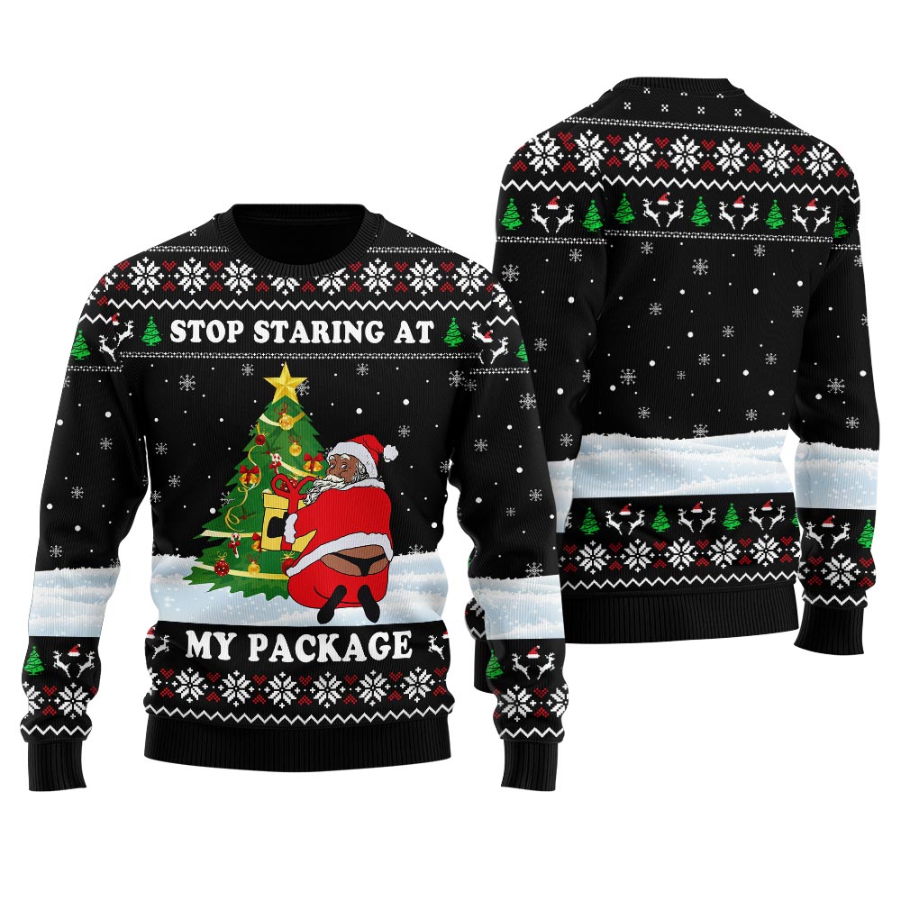 Black Santa Naughty Ugly Christmas Sweater