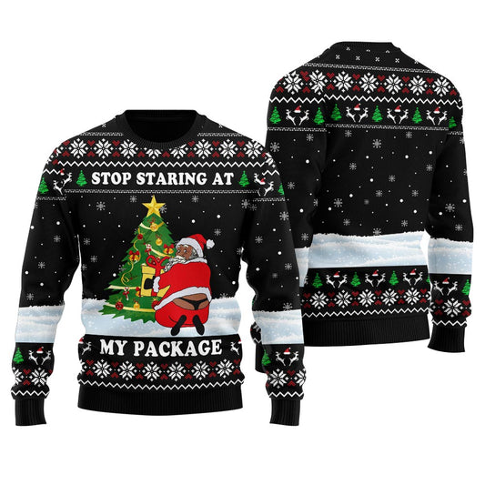 Black Santa Naughty Ugly Christmas Sweater