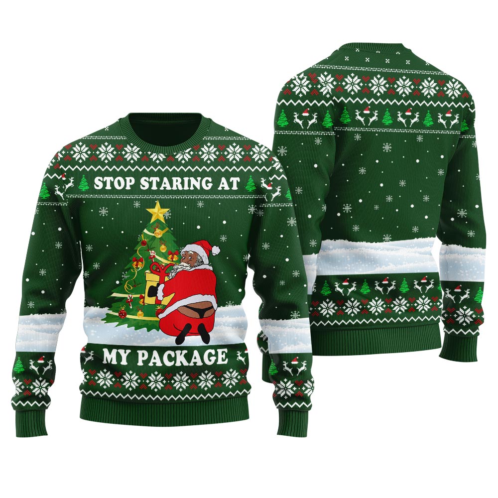 Black Santa Naughty Ugly Christmas Sweater