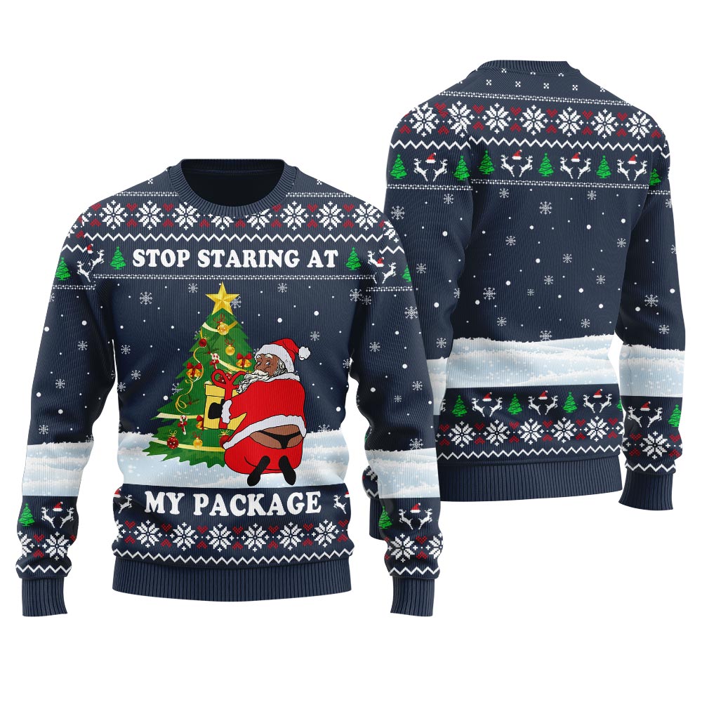 Black Santa Naughty Ugly Christmas Sweater