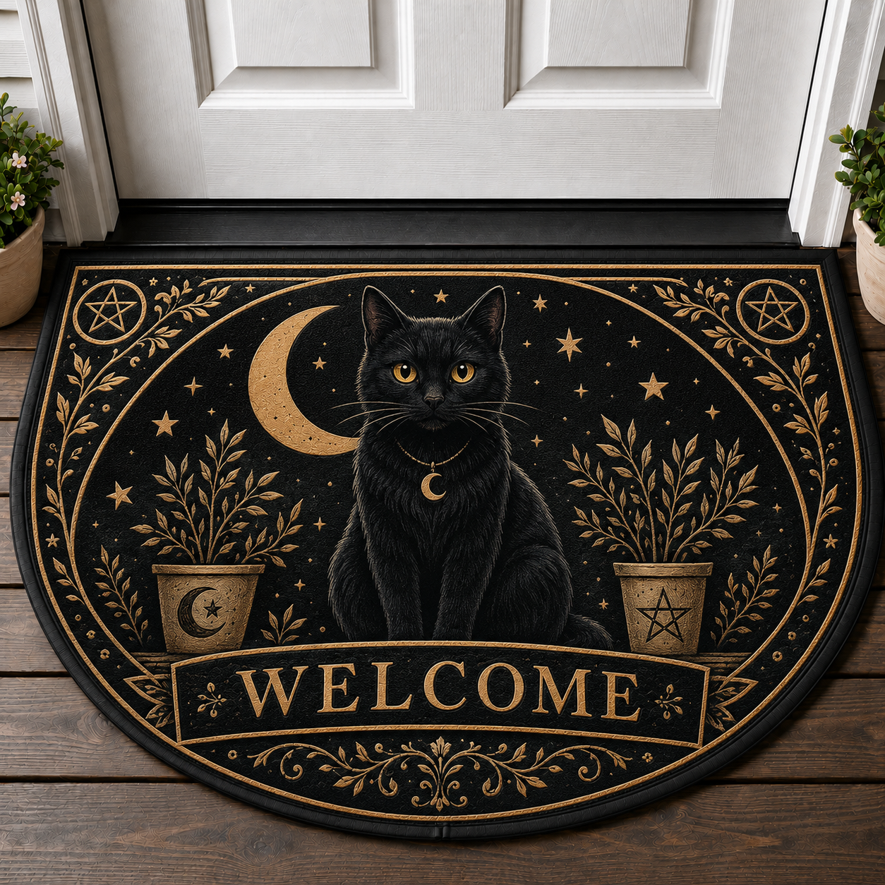 Indoor Cat Lives Here Doormat - Funny Cat Bedtime Welcome Mat - 5to9vibe