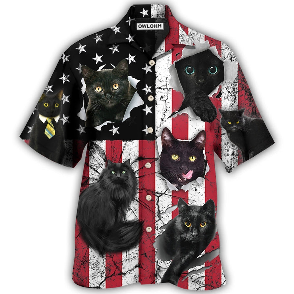 Hawaiian Shirt / Adults / S Black Cat Independence Day - Hawaiian Shirt 