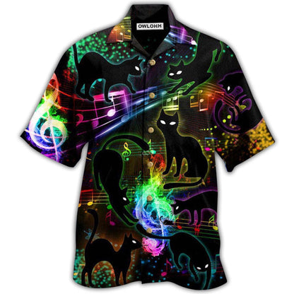 Hawaiian Shirt / Adults / S Black Cat The Magical Light Cats On Music Notes - Hawaiian Shirt 