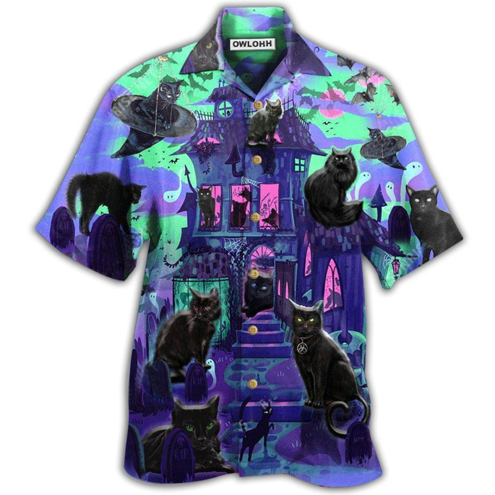 Hawaiian Shirt / Adults / S Black Cat In A Mysterious Haunted House - Hawaiian Shirt 