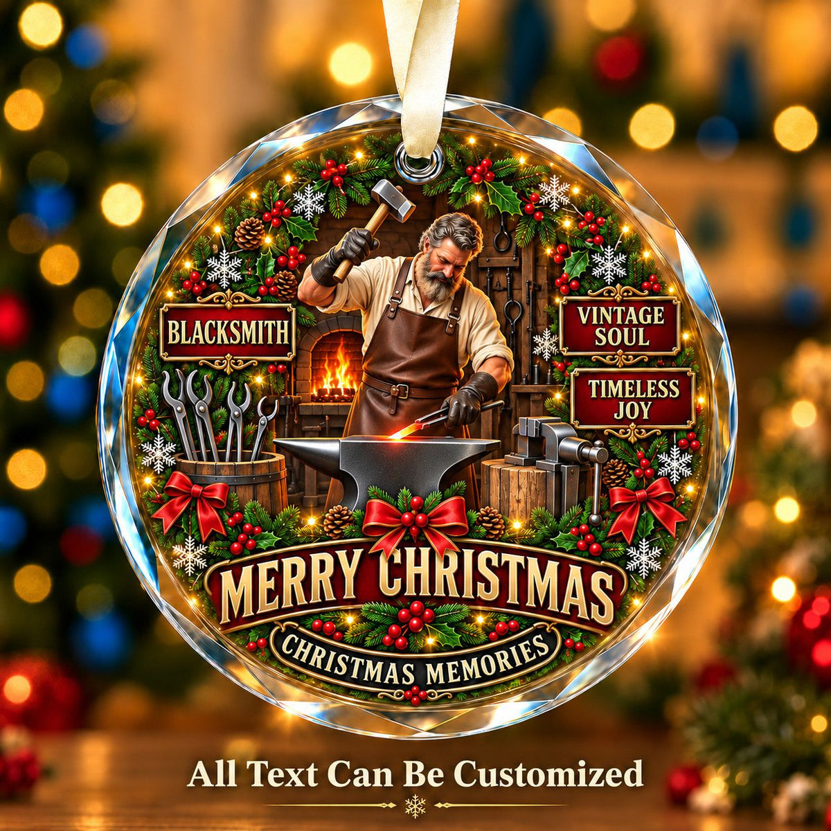 Blacksmith Personalized Glass Ornament | 5To9Vibe