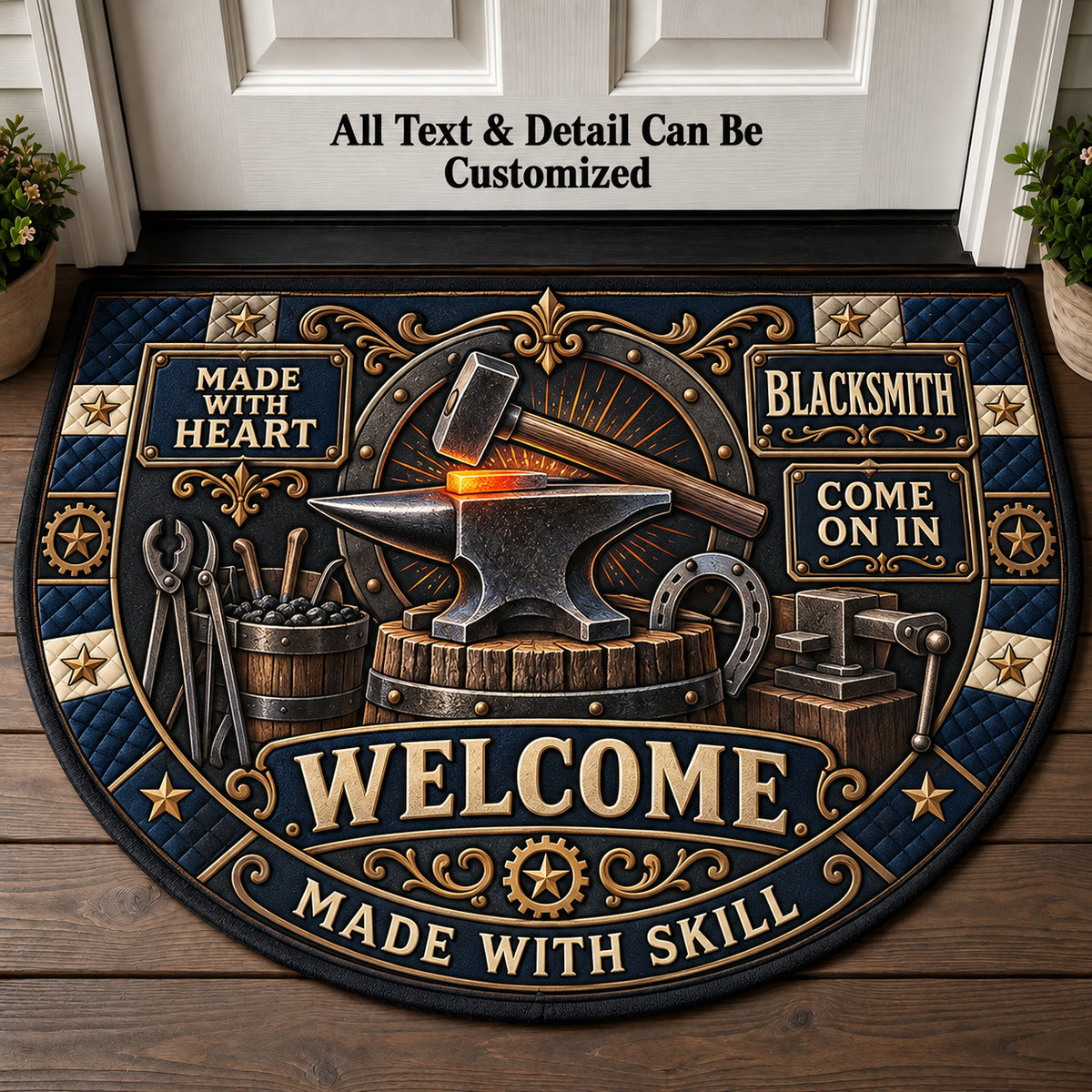 Blacksmith Personalized Half Round Mat | 5To9Vibe