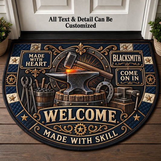 Blacksmith Personalized Half Round Mat | 5To9Vibe