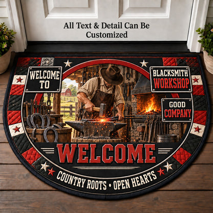 Blacksmith Workshop Personalized Half Round Mat | 5To9Vibe