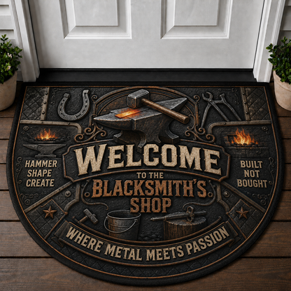 Master Blacksmith Forge And Anvil Doormat - Metalworking Anvil Welcome Mat - 5to9vibe
