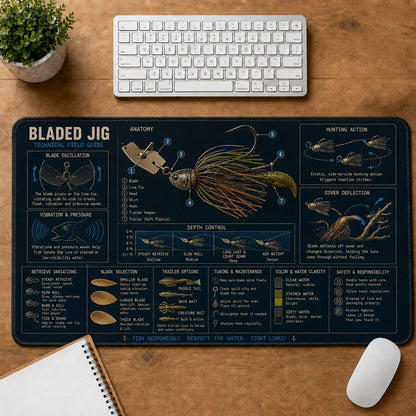 Bladed Jig Fishing Field Guide Desk Mat | 5To9Vibe