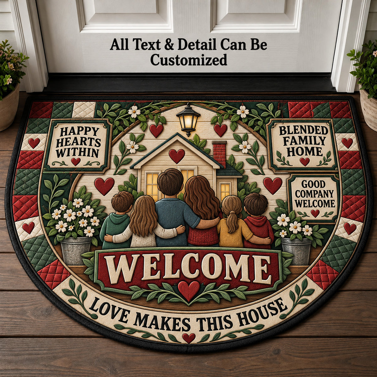 Blended Family Home Personalized Half Round Mat | 5To9Vibe