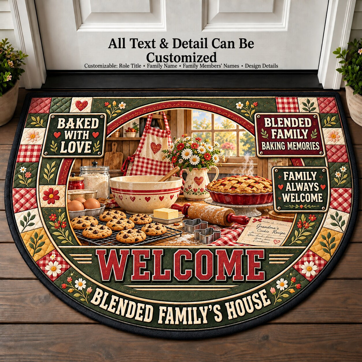 Blended Family's Baking Memories Personalized Half Round Mat | 5To9Vibe