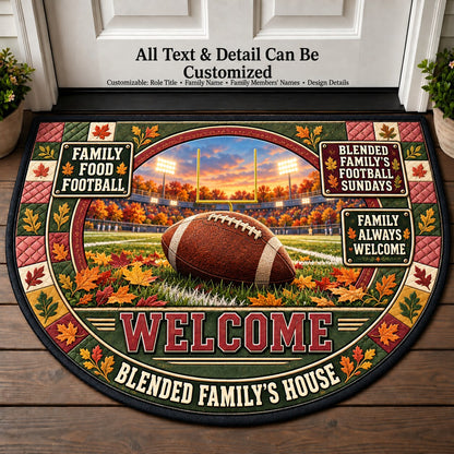 Blended Family's Football Sundays Personalized Half Round Mat | 5To9Vibe