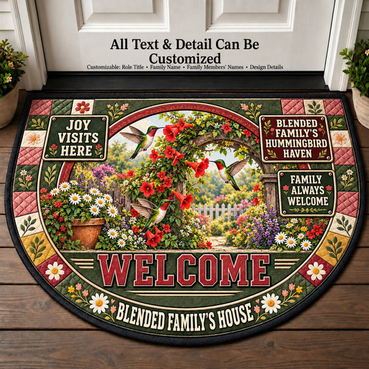 Blended Family's Hummingbird Haven Personalized Half Round Mat | 5To9Vibe