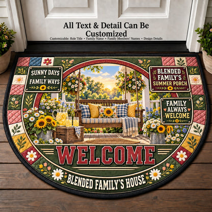 Blended Family's Summer Porch Personalized Half Round Mat | 5To9Vibe
