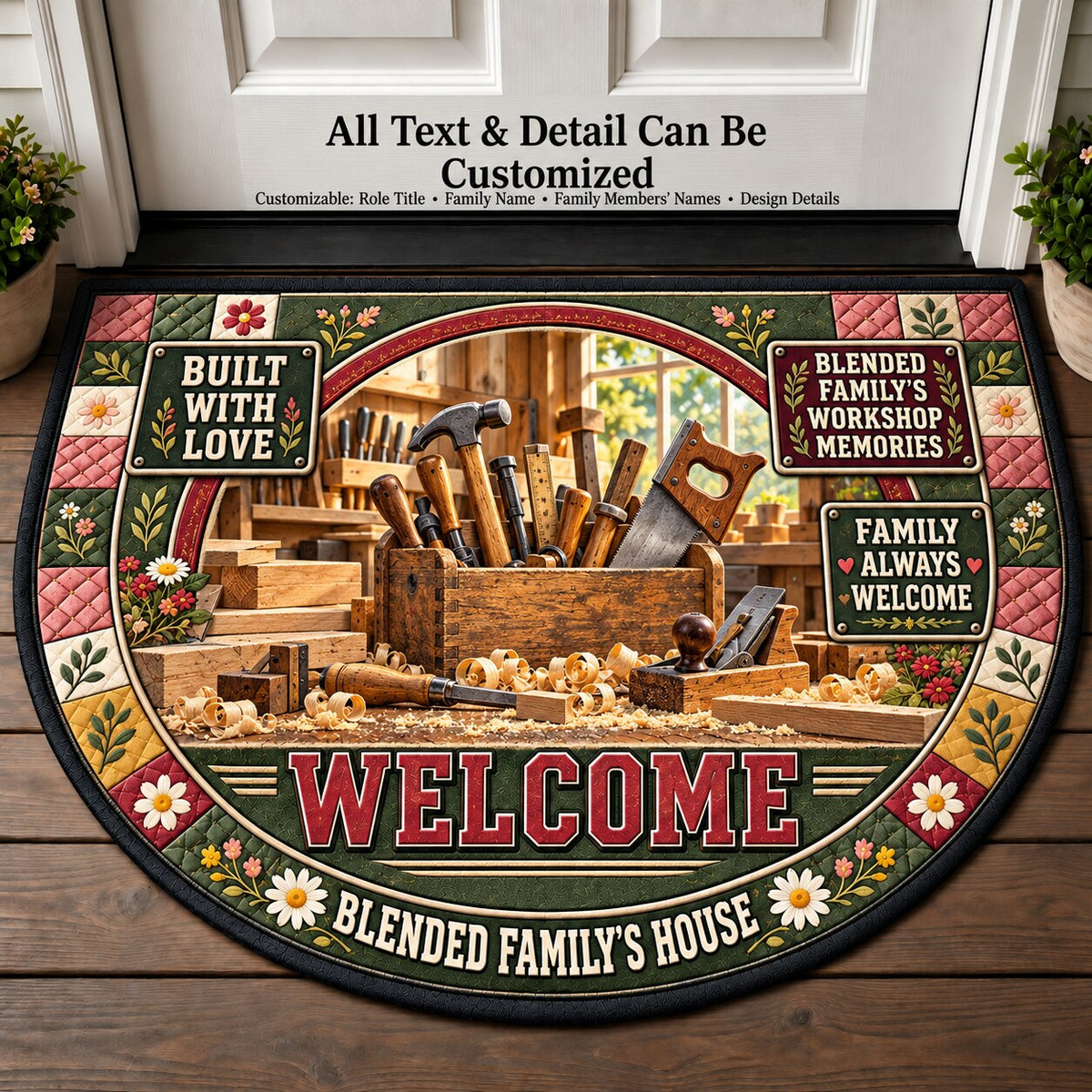 Blended Family's Workshop Memories Personalized Half Round Mat | 5To9Vibe