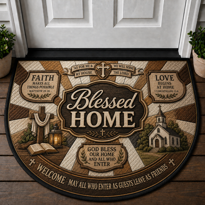 Jesus Welcome Mat - With God All Things Are Possible Christian Shield Doormat - 5to9vibe