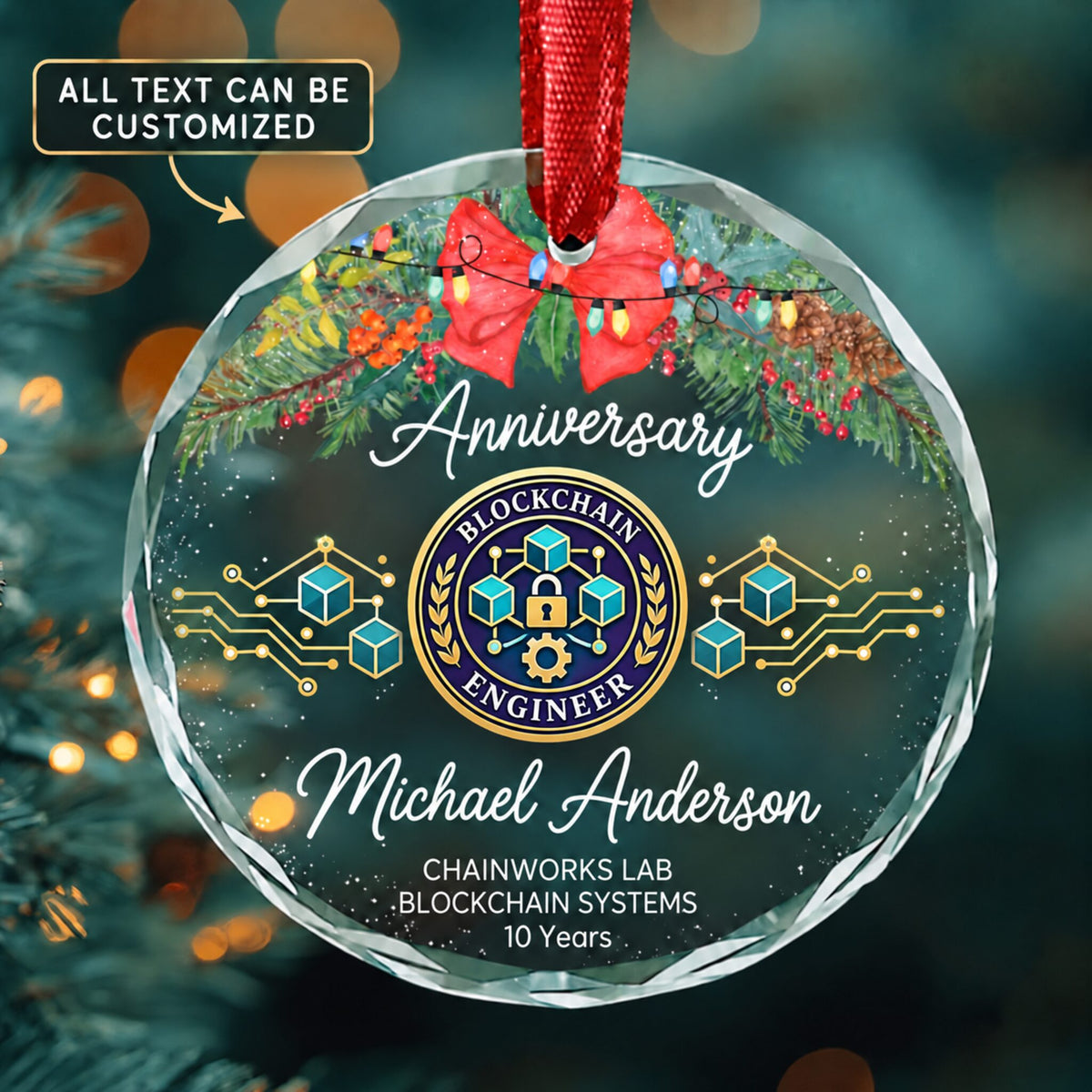 Blockchain Engineers Personalized Glass Ornament | 5To9Vibe