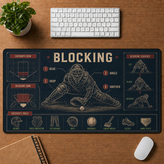Blocking Baseball Blueprint Desk Mat | 5To9Vibe
