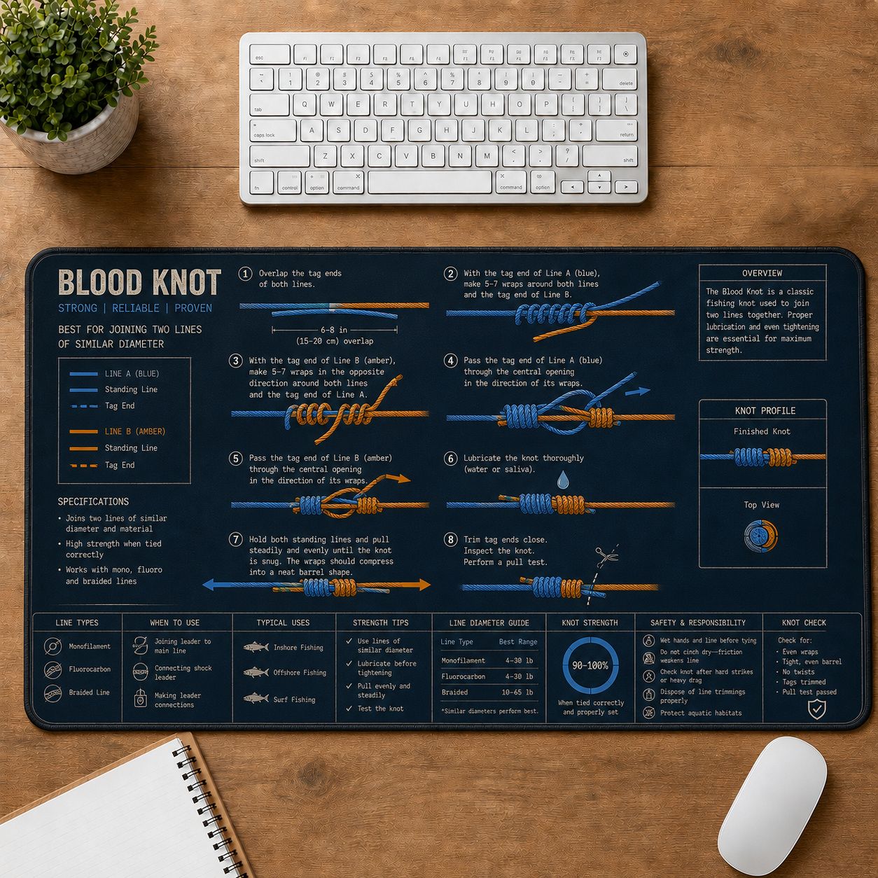 Blood Knot Fishing Field Guide Desk Mat | 5To9Vibe