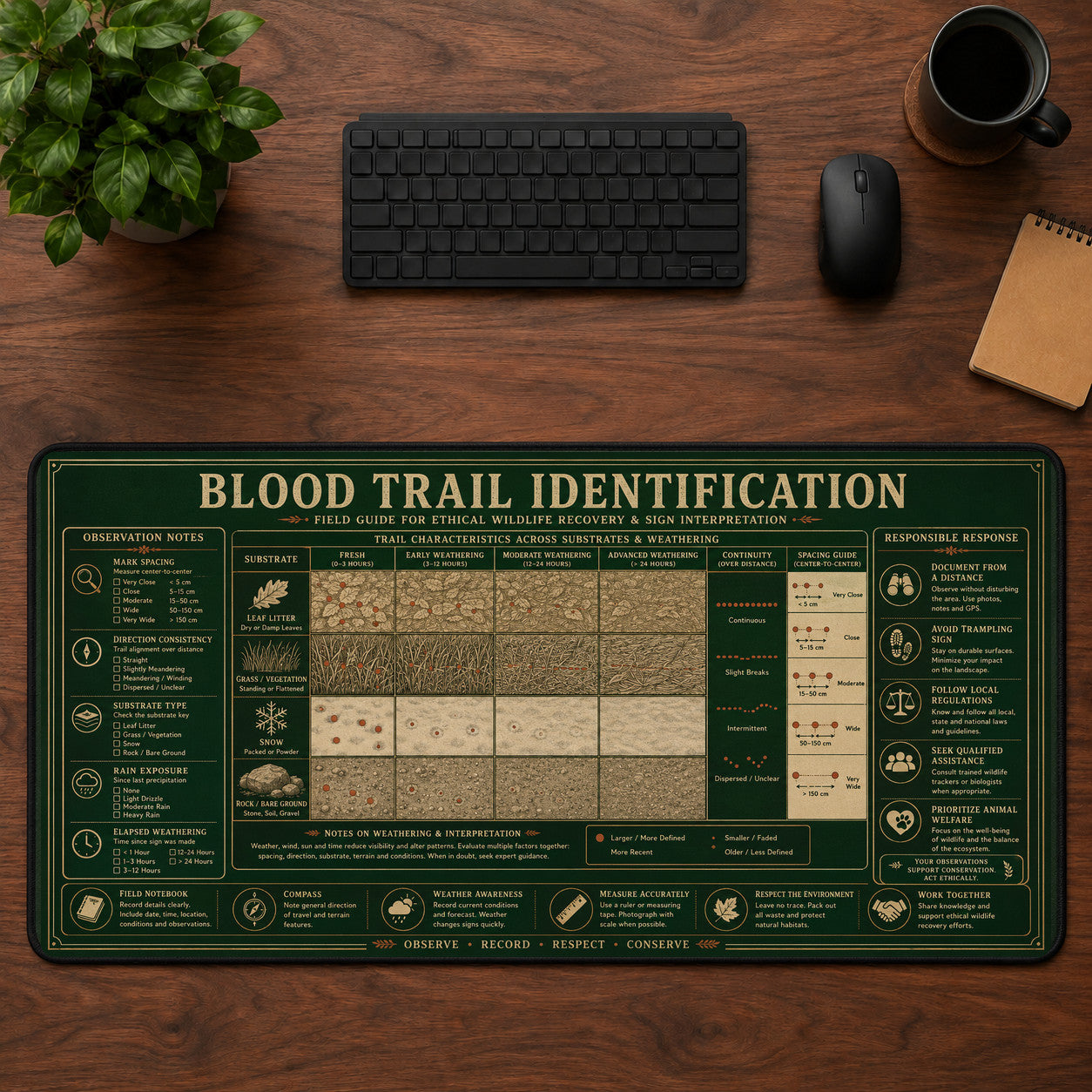 Blood Trail Identification Desk Mat Mouse Pad | 5To9Vibe