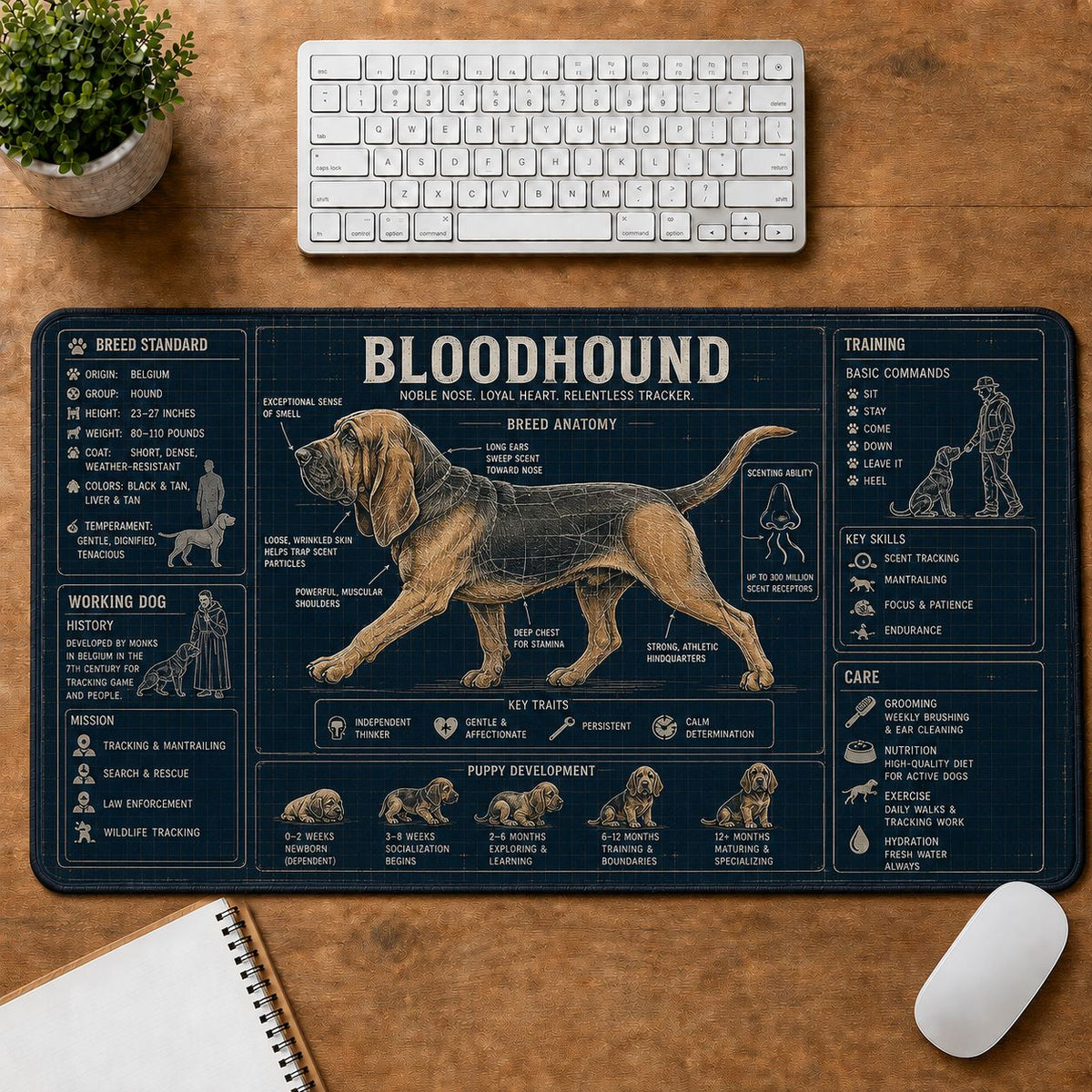Bloodhound Dog Breed Visual Guide Desk Mat | 5To9Vibe