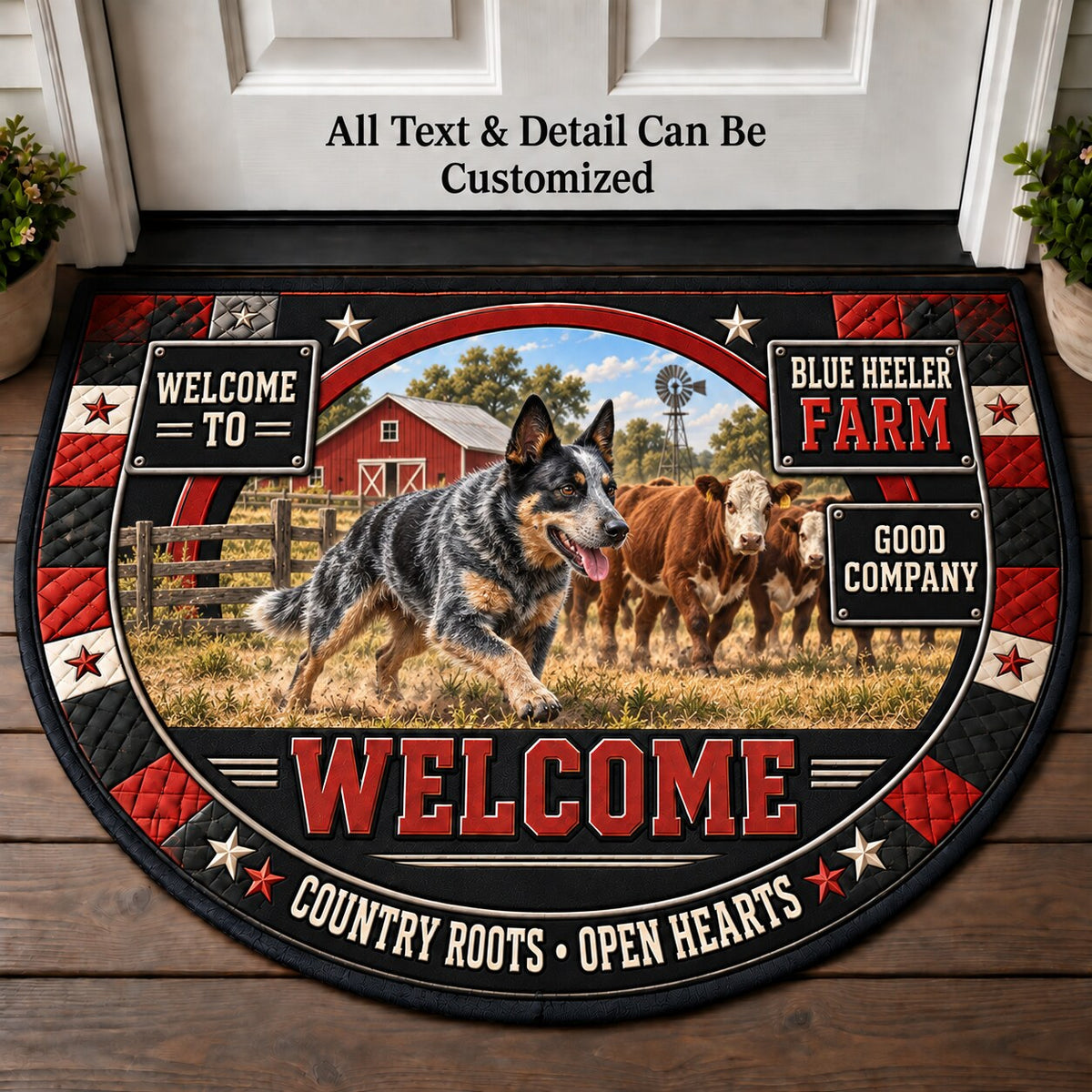 Blue Heeler Farm Personalized Half Round Mat | 5To9Vibe
