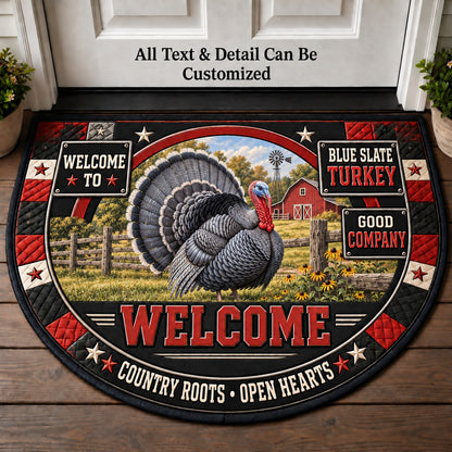 Blue Slate Turkey Personalized Half Round Mat | 5To9Vibe