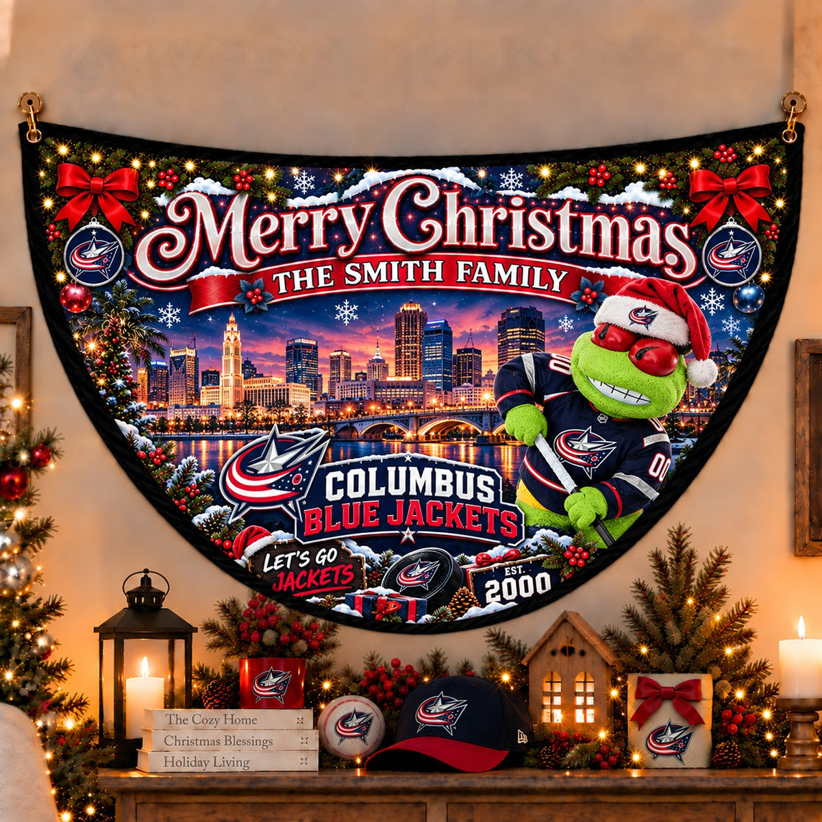All Hockey Teams Personalized Christmas Night Bunting Flag - 5to9vibe