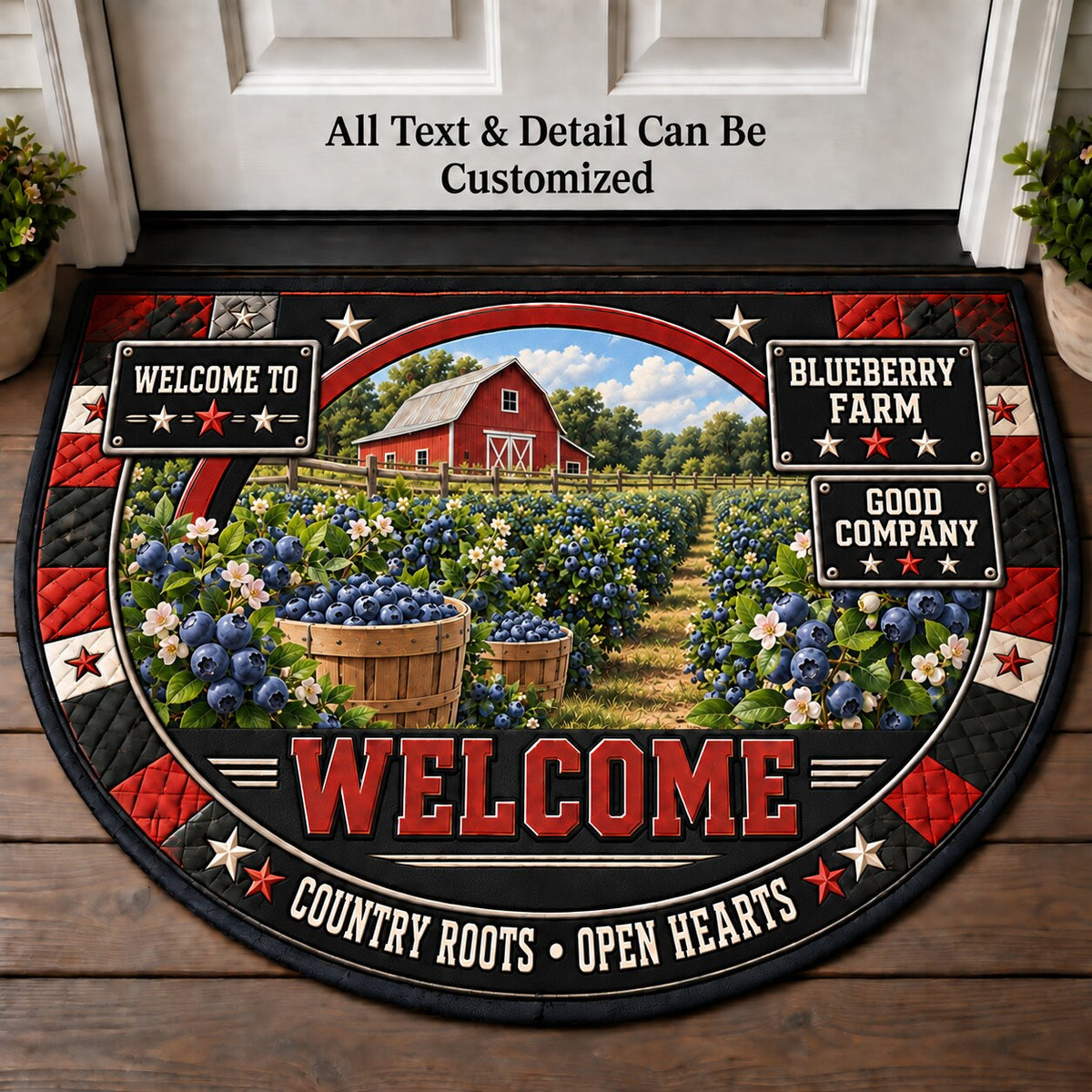 Blueberry Farm Personalized Half Round Mat | 5To9Vibe