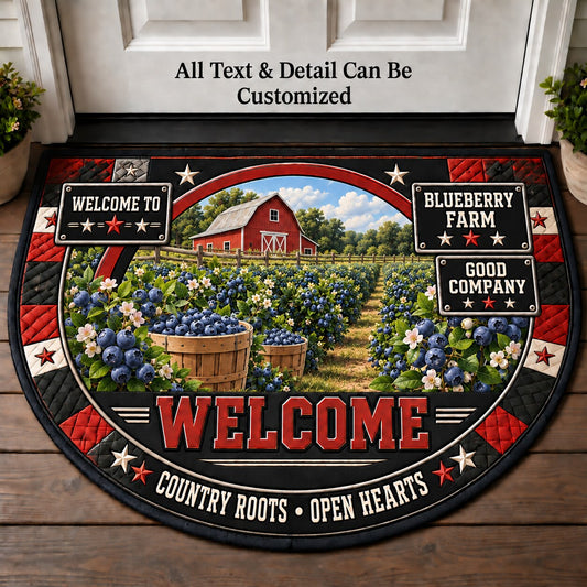 Blueberry Farm Personalized Half Round Mat | 5To9Vibe