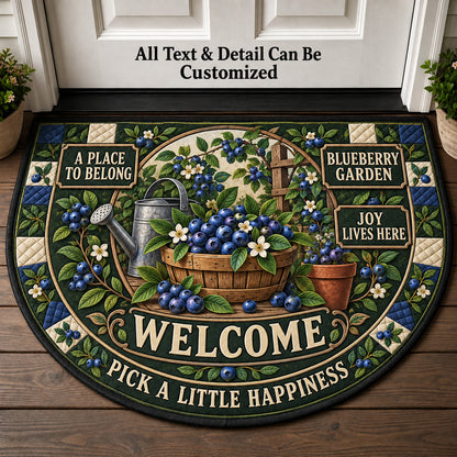 Blueberry Garden Personalized Half Round Mat | 5To9Vibe
