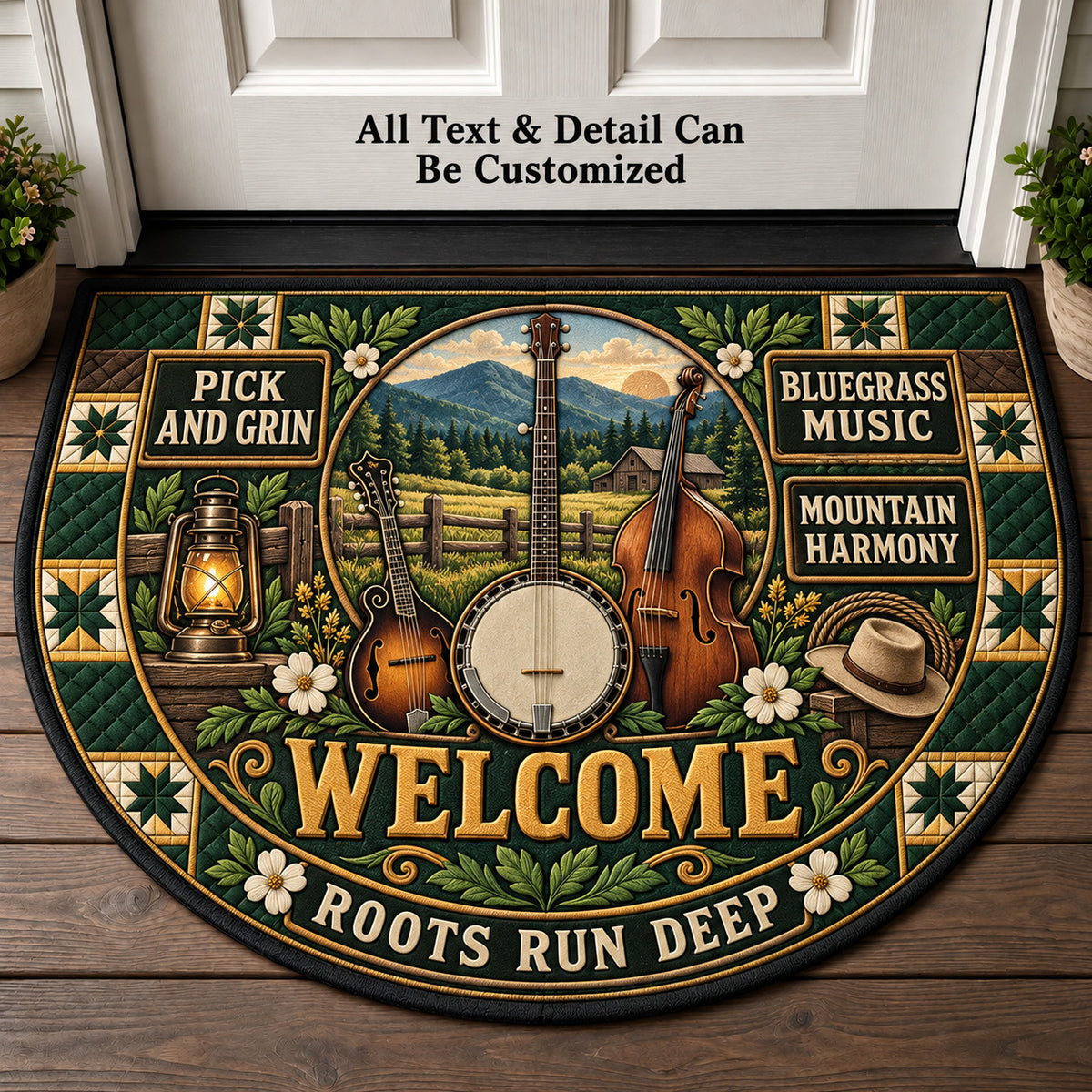 Bluegrass Music Personalized Half Round Mat | 5To9Vibe
