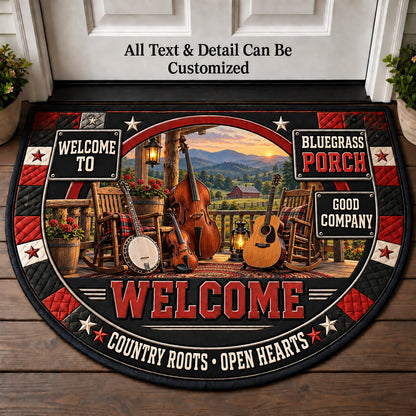 Bluegrass Porch Personalized Half Round Mat | 5To9Vibe