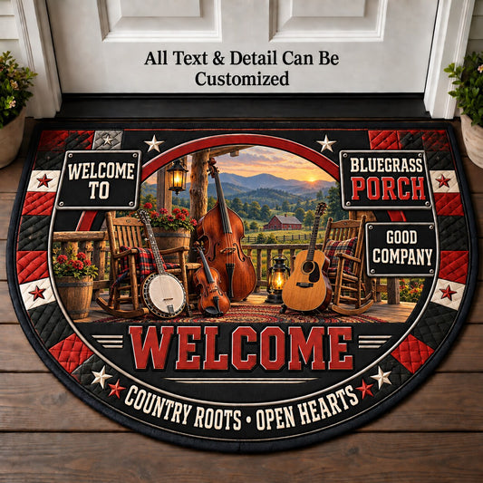 Bluegrass Porch Personalized Half Round Mat | 5To9Vibe