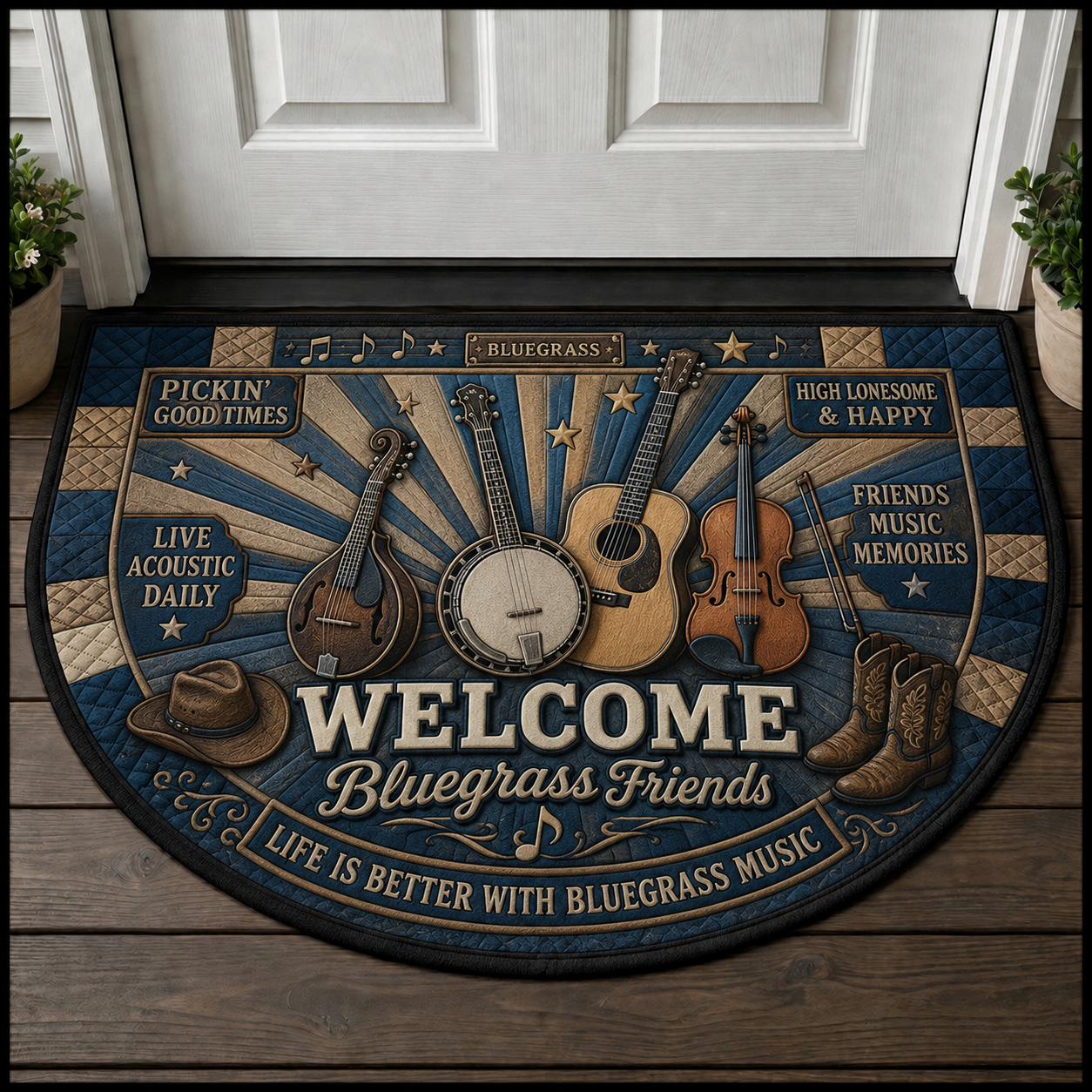 Guitar Welcome Mat - Electric Guitarist Play More Worry Less Doormat - 5to9vibe