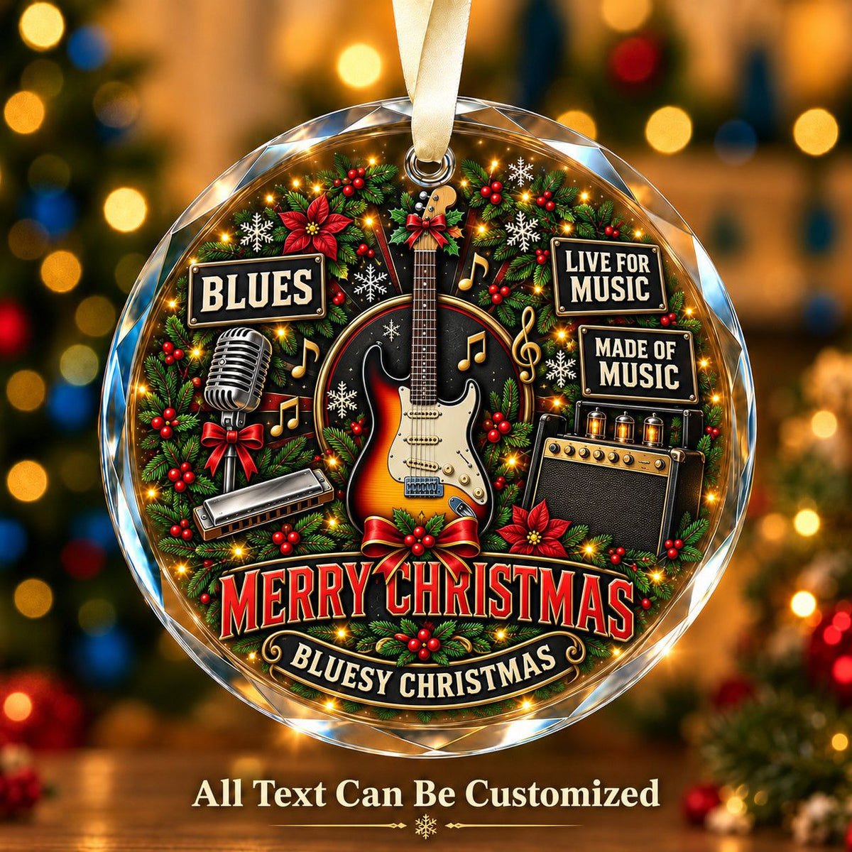 Blues Personalized Glass Ornament | 5To9Vibe