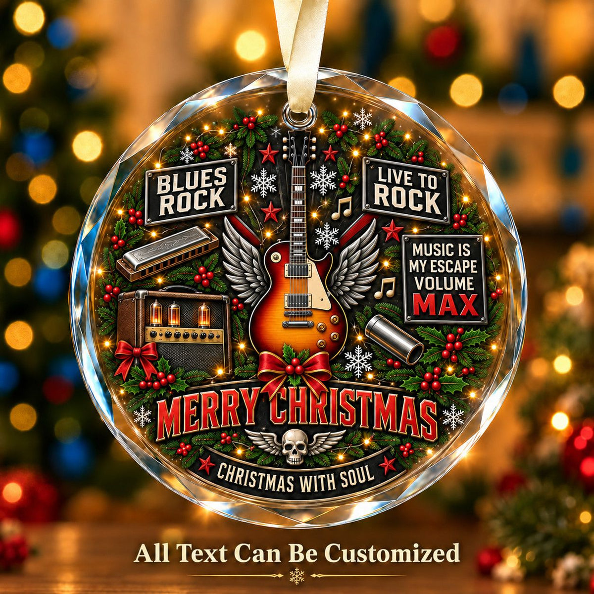 Blues Rock Personalized Glass Ornament | 5To9Vibe