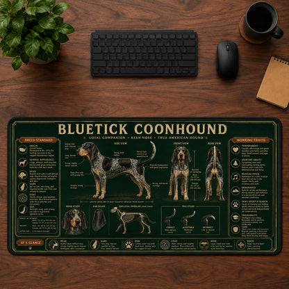 Bluetick Coonhound Desk Mat Mouse Pad | 5To9Vibe