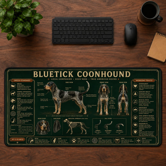 Bluetick Coonhound Desk Mat Mouse Pad | 5To9Vibe