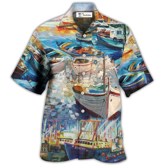Hawaiian Shirt / Adults / S Boat Art Style - Hawaiian Shirt 