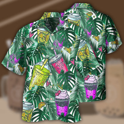 Tea Boba Tea Tropical Leaf - Hawaiian Shirt 