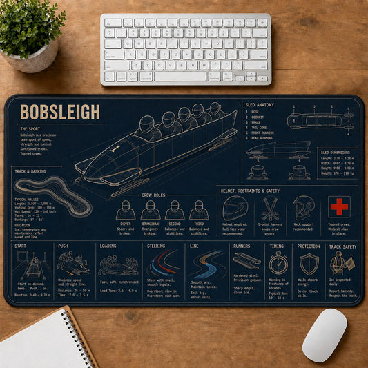 Bobsleigh Sports Visual Guide Desk Mat | 5To9Vibe