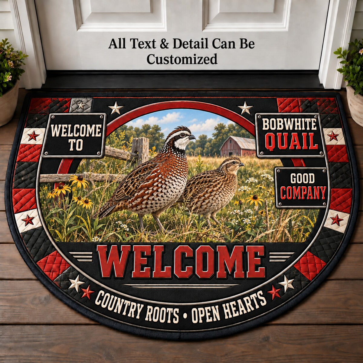 Bobwhite Quail Personalized Half Round Mat | 5To9Vibe