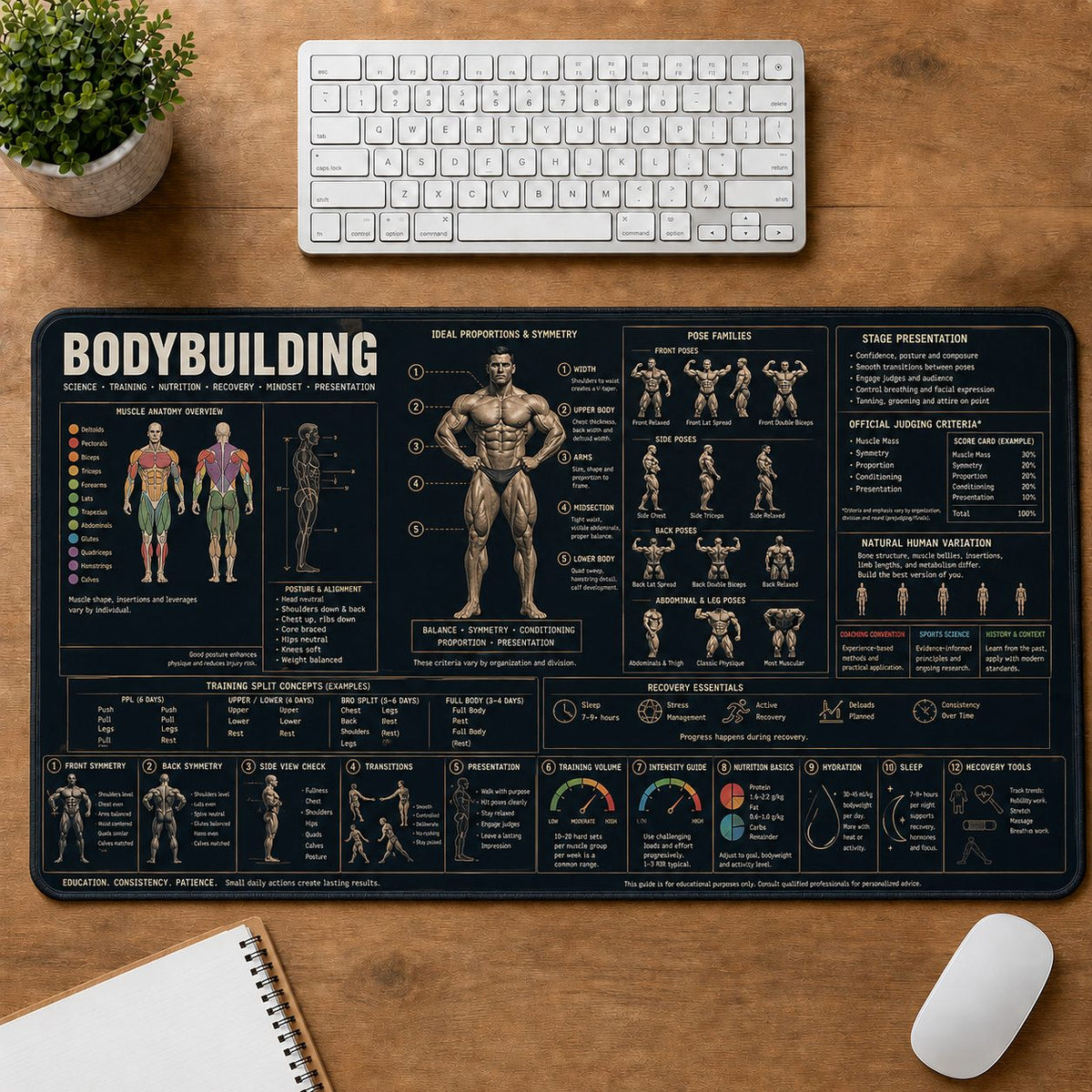 Bodybuilding Sports Visual Guide Desk Mat | 5To9Vibe