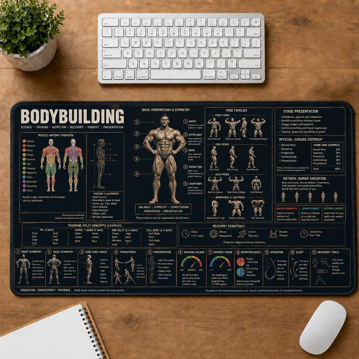 Bodybuilding Sports Visual Guide Desk Mat | 5To9Vibe