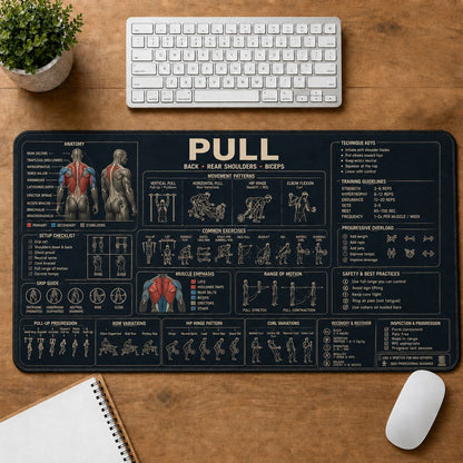 Bodybuilding Pull Fitness Training Guide Desk Mat | 5To9Vibe