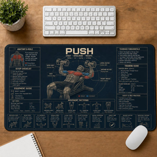 Bodybuilding Push Fitness Training Guide Desk Mat | 5To9Vibe